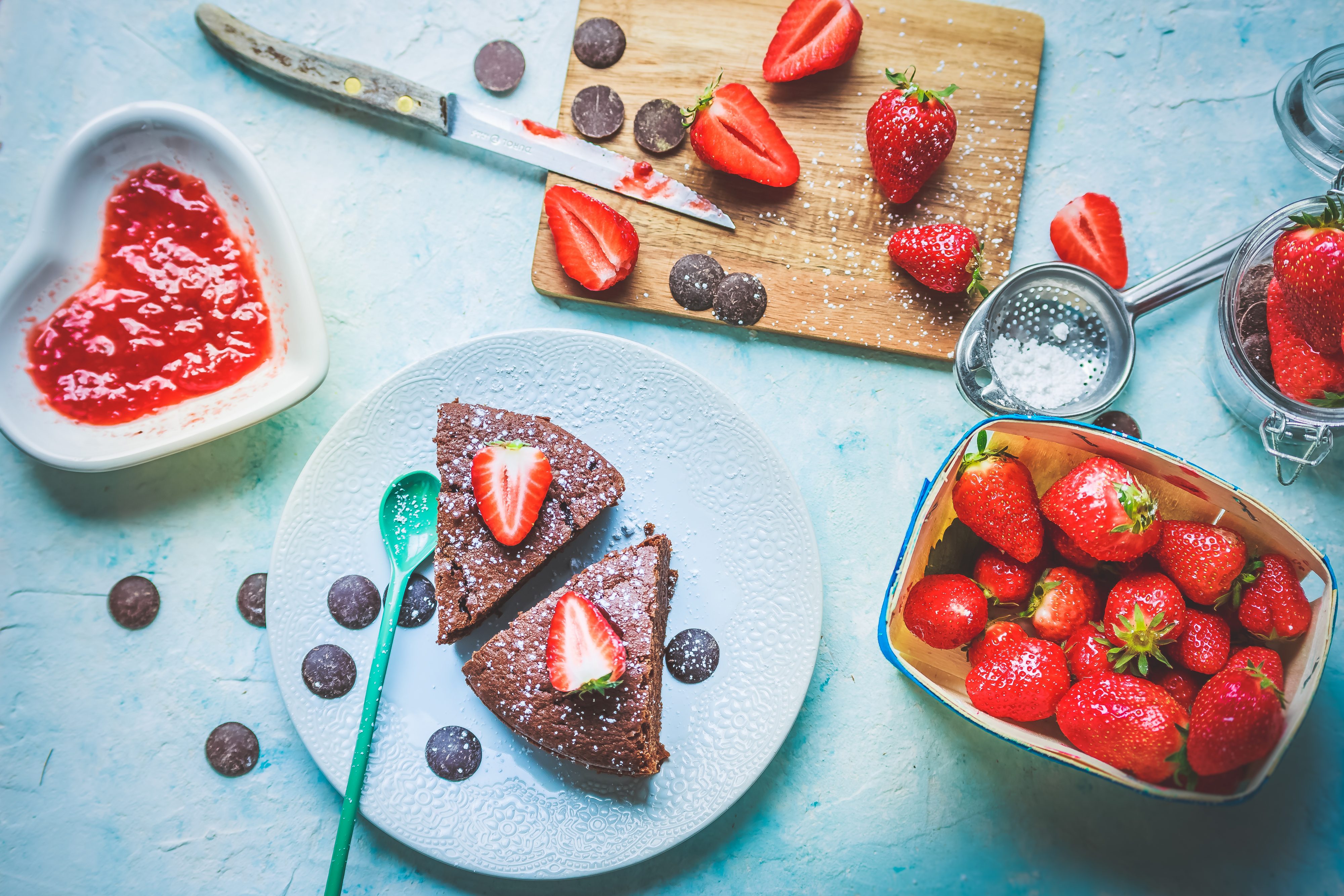 Recette Gâteau chocolat à la confiture de fraises.