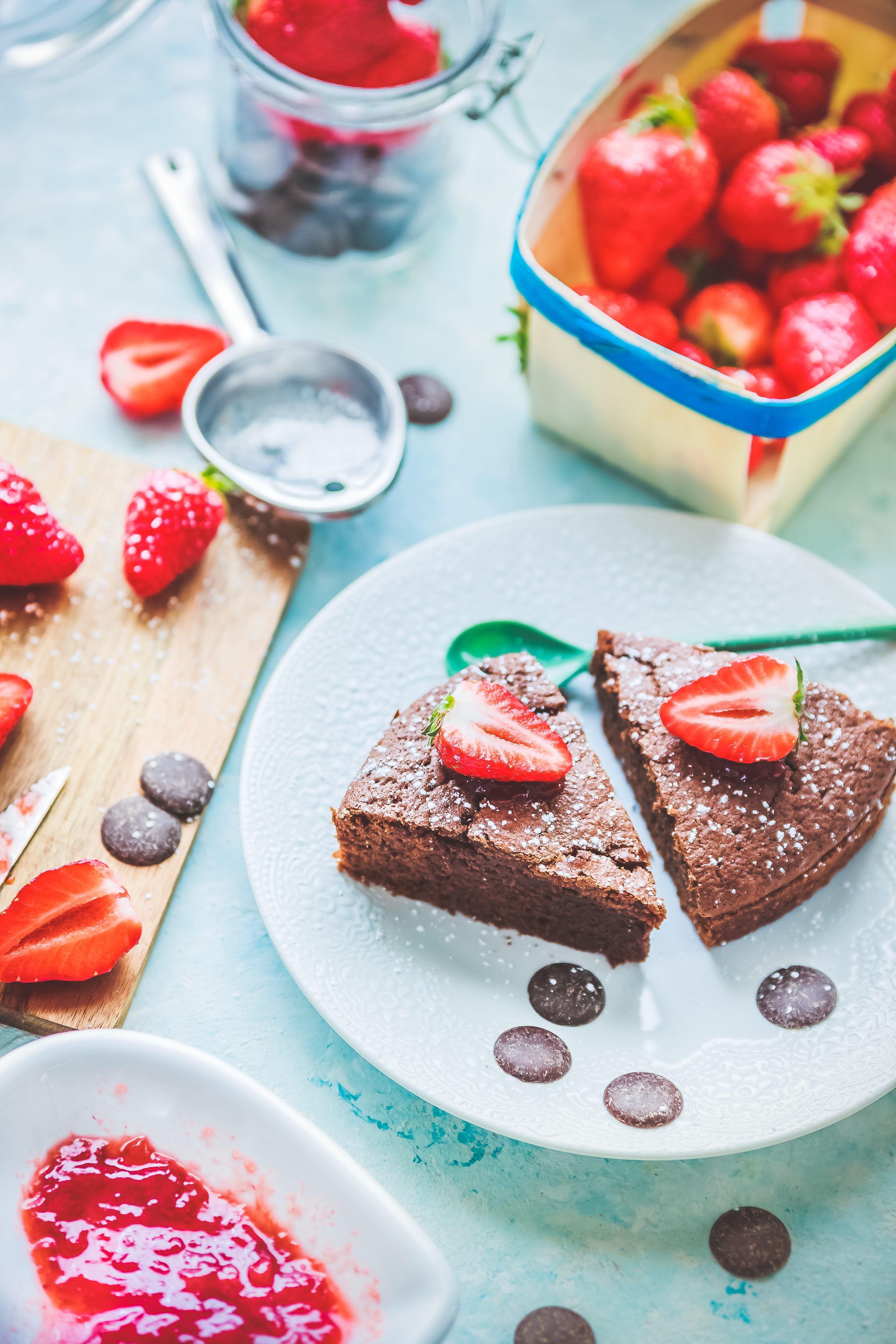 Recette Gâteau chocolat à la confiture de fraises.